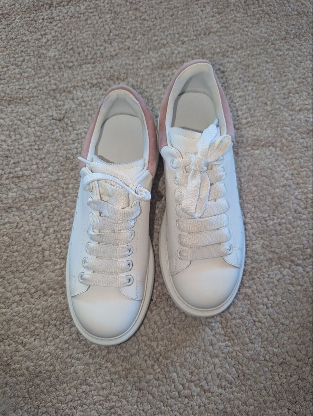 Alexander McQueen Oversized Sneakers In White And Pink Heel. Women's Size 11.